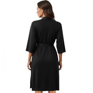 NY Threads Women's Robe Long Knit Bathrobe 3/4 Sleeves Soft Kimono Lightweight